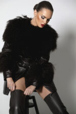 LEATHER COAT WITH LAMA DETAILS - Image 3