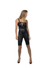 slim fit fitted stretch leather cycling shorts