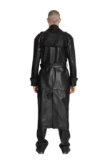 BLACK LEATHER TRENCH COAT - Image 2