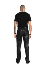 BLACK VINTAGE LEATHER CREASED TROUSERS - Image 2