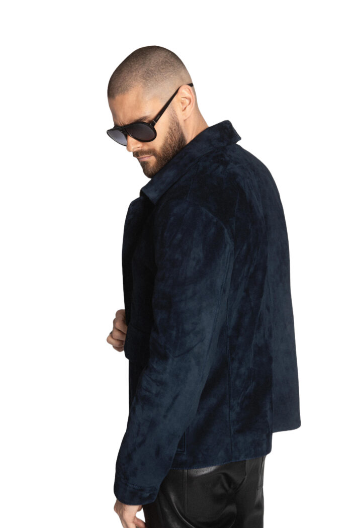 DARK BLUE SUEDE LEATHER JACKET - Image 2