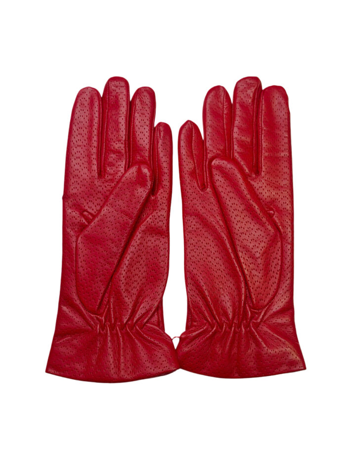 LEATHER GLOVES WITH WOOL LINING | Red - Image 2