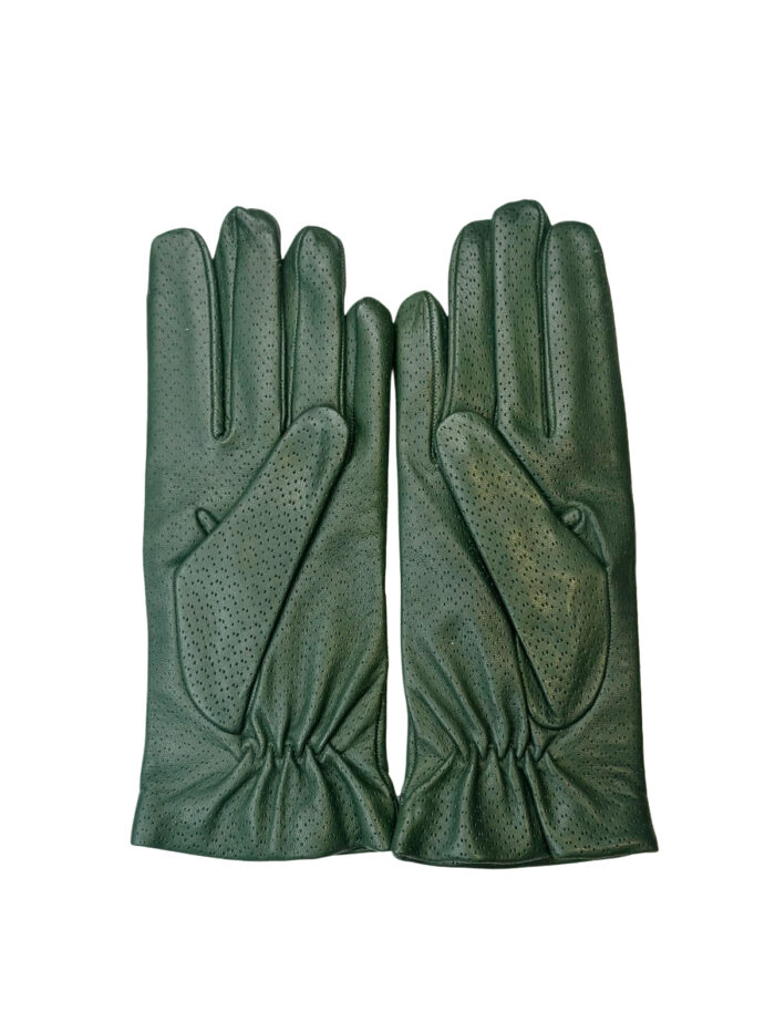 LEATHER GLOVES WITH WOOL LINING | Green - Image 2