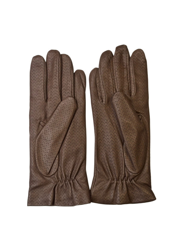LEATHER GLOVES WITH WOOL LINING | Taupe - Image 2