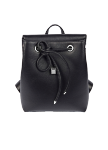BLACK LEATHER SHOULDER STRAP BACKPACK - Image 4