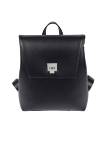 BLACK LEATHER SHOULDER STRAP BACKPACK