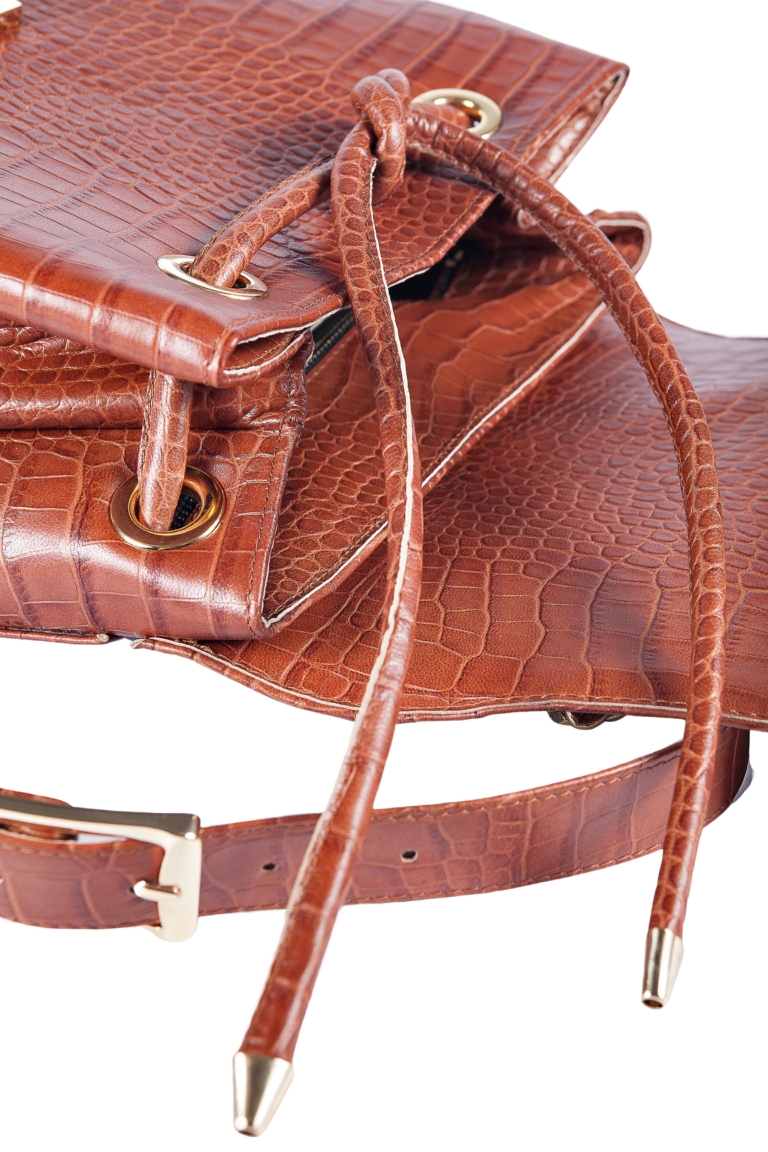 BROWN CROCODILE LEATHER LAPTOP BACKPACK - Image 3