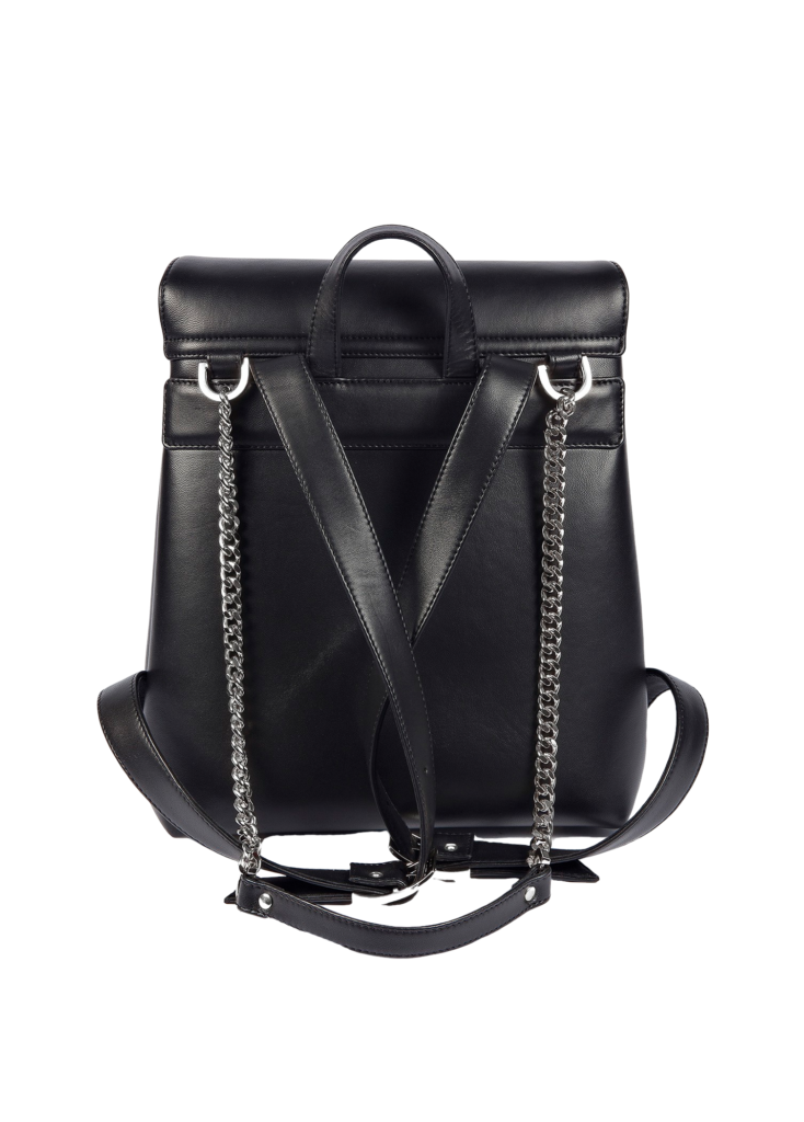 BLACK LEATHER SHOULDER STRAP BACKPACK - Image 2
