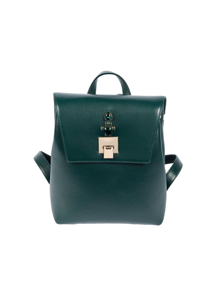 GREEN LEATHER SHOULDER STRAP BACKPACK MINI - Image 1