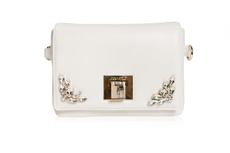 MULTI PURPOSE WHITE LAMBSKIN 3in1 BELT BAG with SWAROVSKI - Image 4