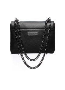 BLACK LEATHER AND FLOWER BAG LARGE - Image 2