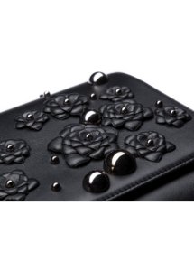 BLACK LEATHER AND FLOWER BAG LARGE - Image 5