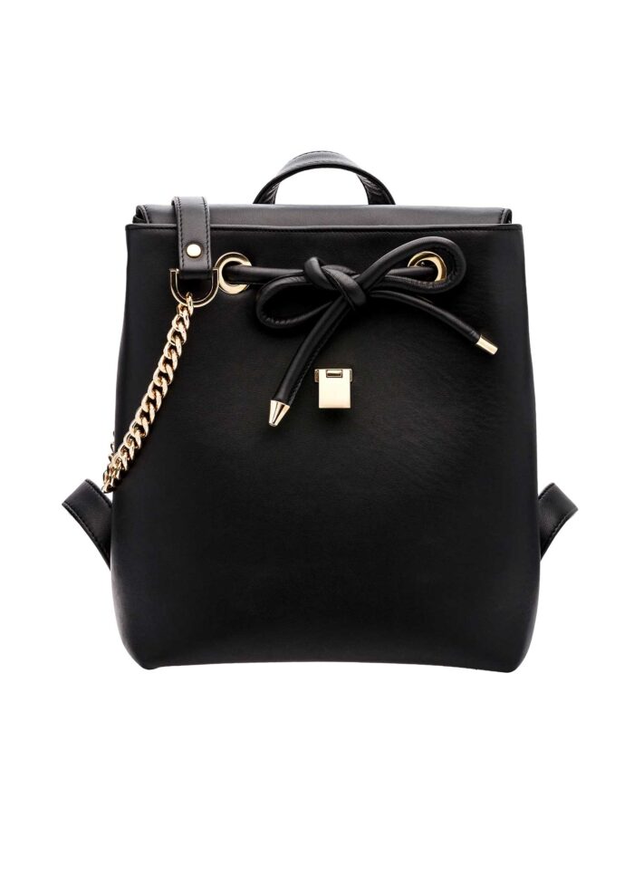 BLACK LEATHER AND CRYSTAL FLOWER BACKPACK - Image 2