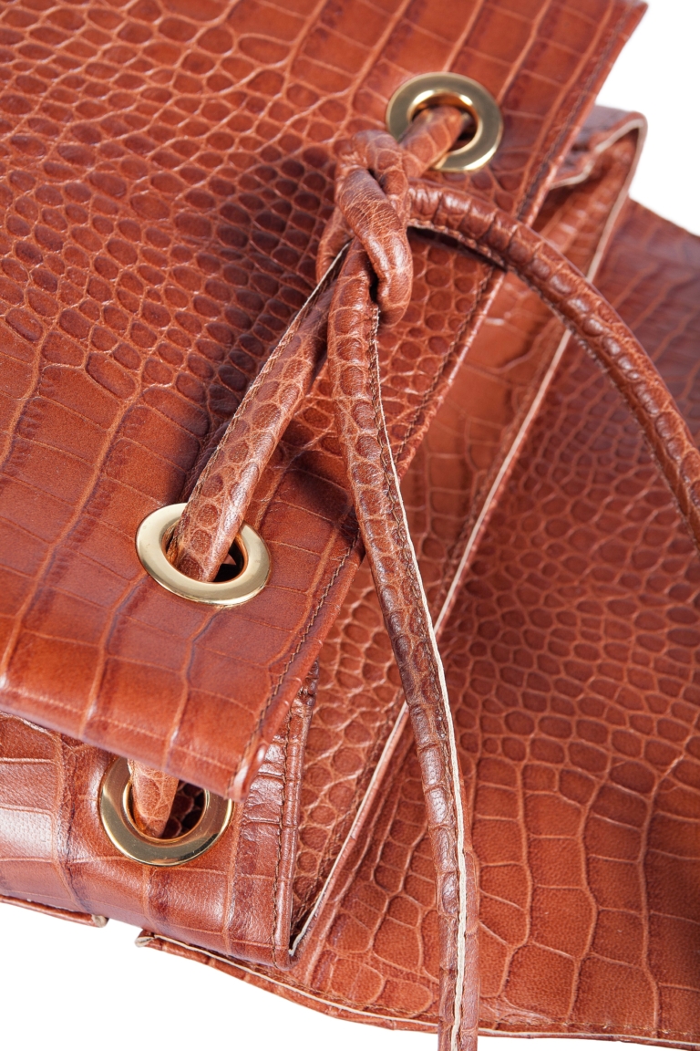 BROWN CROCODILE LEATHER LAPTOP BACKPACK - Image 4