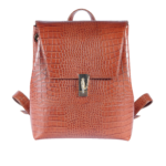 BROWN CROCODILE LEATHER LAPTOP BACKPACK