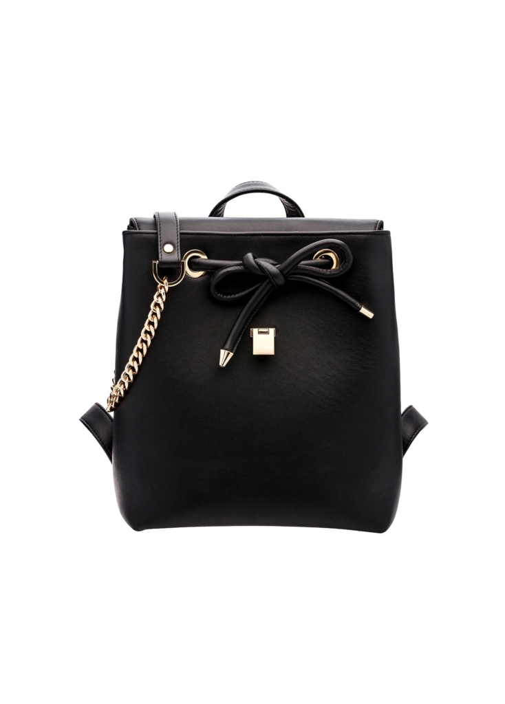 BLACK LEATHER AND CRYSTAL FLOWER BACKPACK MINI - Image 3