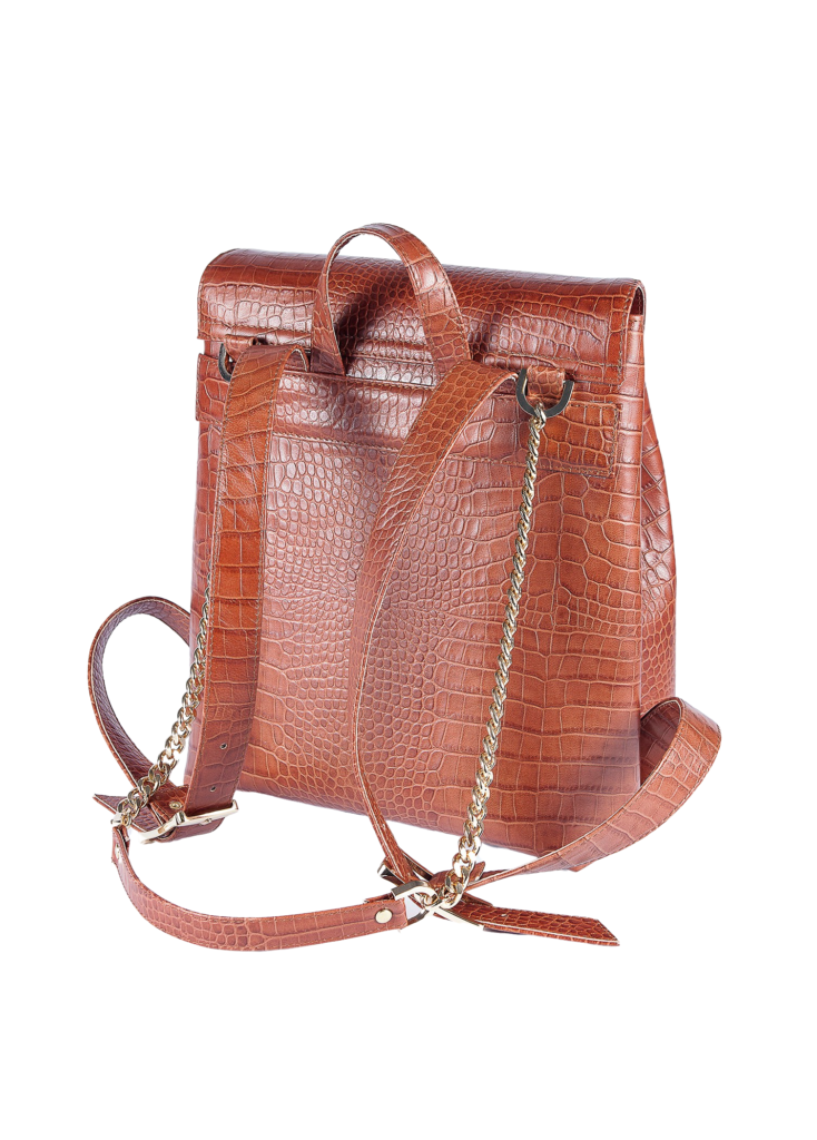 BROWN CROCODILE LEATHER LAPTOP BACKPACK - Image 2